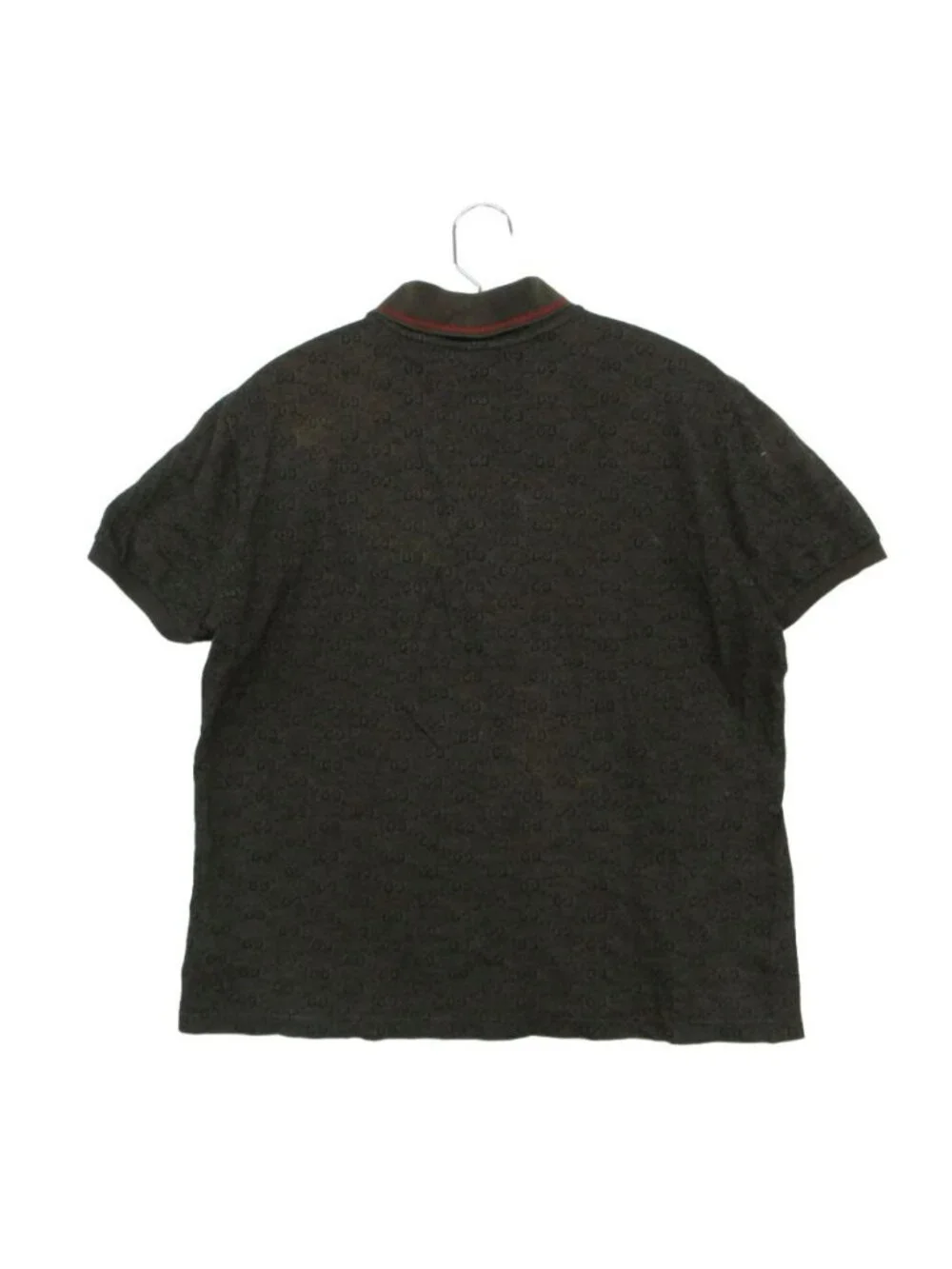 Gucci Polo Shirt Short Sleeve GG Logo Jacquard Line Kanoko Top Khaki